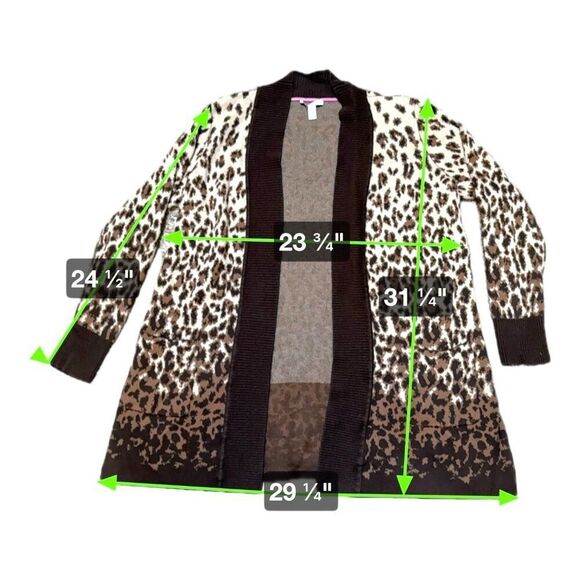 Isaac Mizrahi Live! Leopard Print Long Cardigan Sweater Size L Jungle Animal - Picture 4 of 6